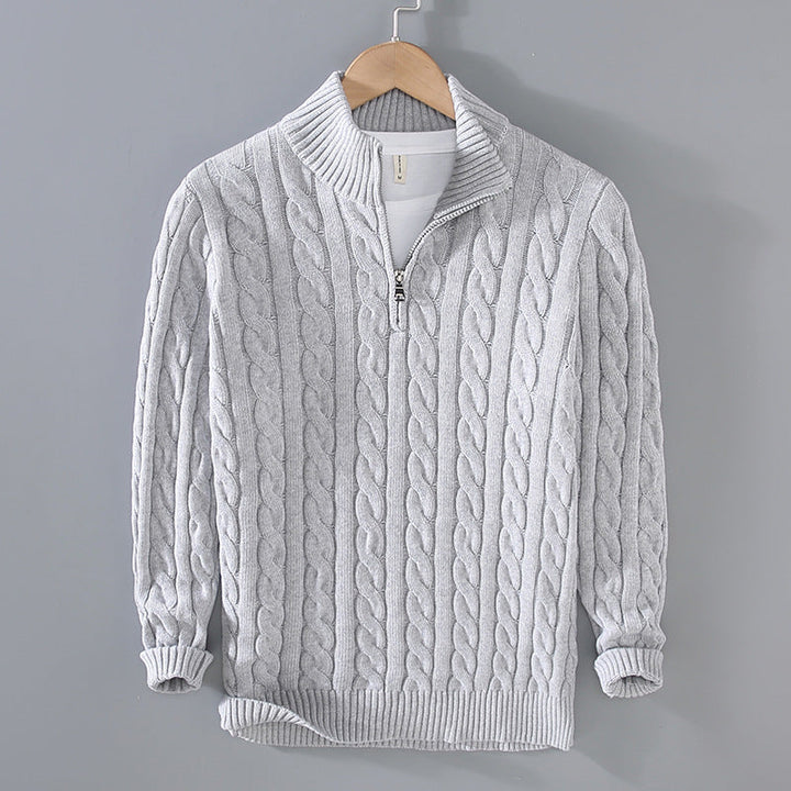 The Bradley Heritage | Men’s Zip-Neck Cable Knit Sweater