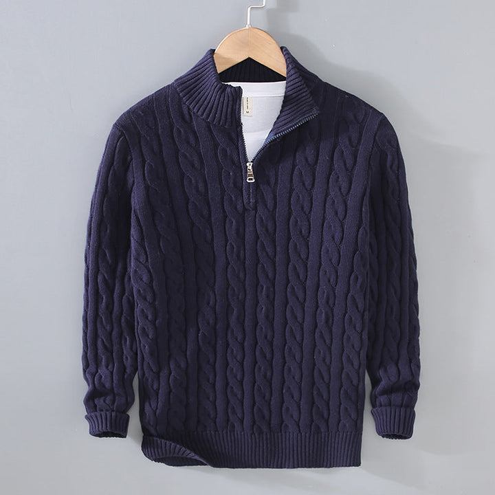 The Bradley Heritage | Men’s Zip-Neck Cable Knit Sweater