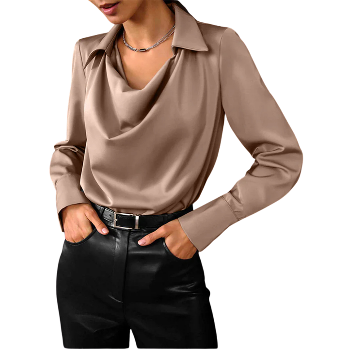 The Tessa Sovereign | Women’s Modern Long Sleeve Satin Blouse
