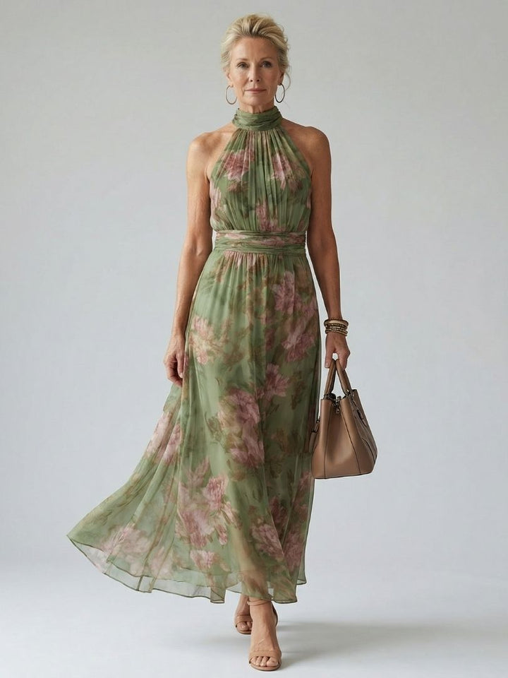 Myrelle | Gathered Halter Midi Dress
