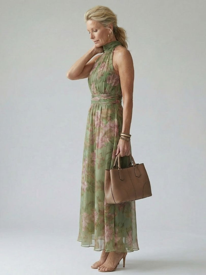 Myrelle | Gathered Halter Midi Dress
