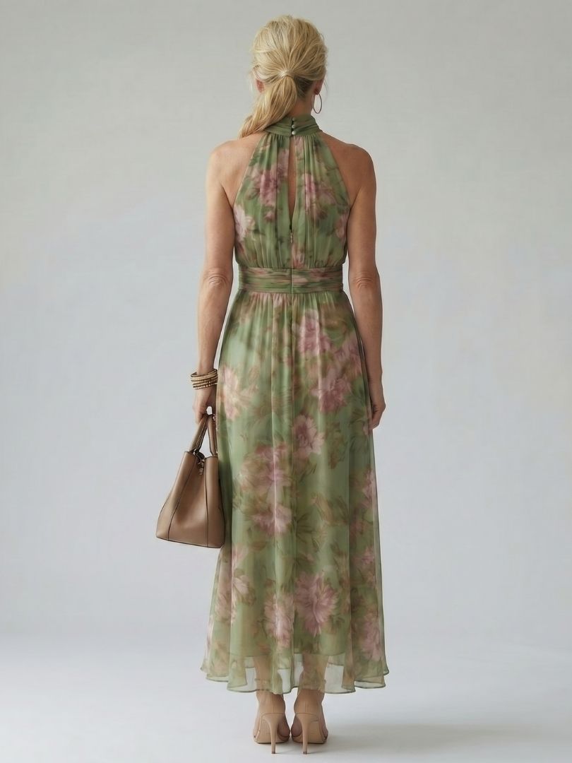 Myrelle | Gathered Halter Midi Dress