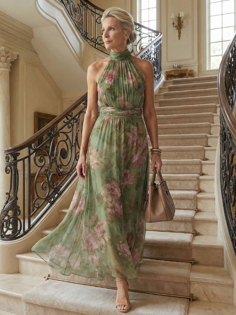 Myrelle | Gathered Halter Midi Dress