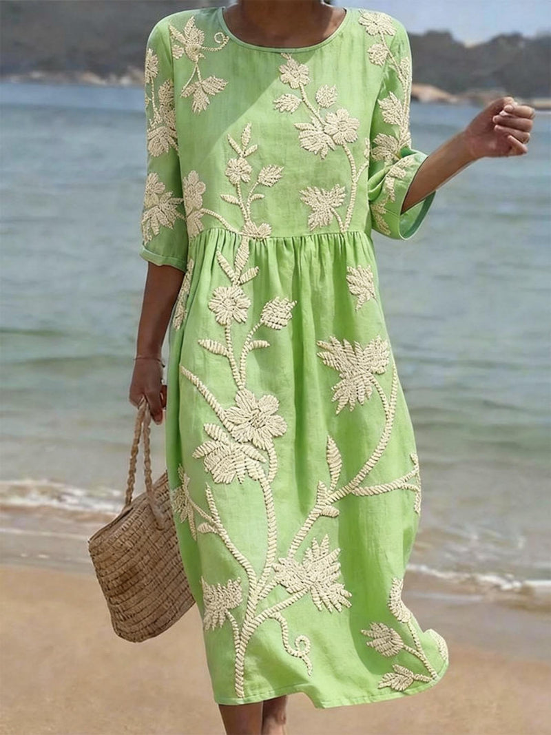 Fable | Embroidered Vintage Midi Dress