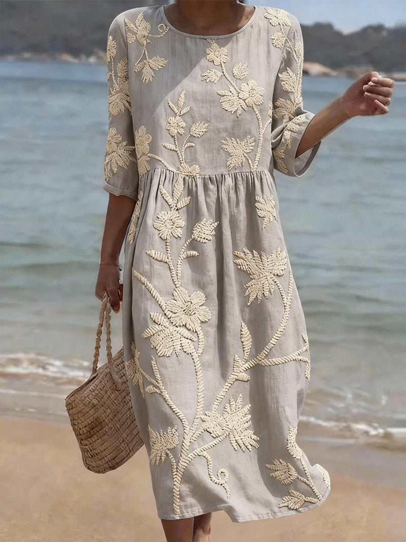 Fable | Embroidered Vintage Midi Dress