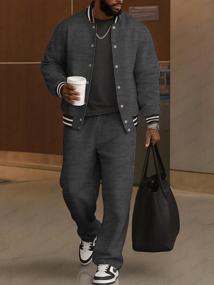 The Sterling Varsity | Striped Trim Lounge Set
