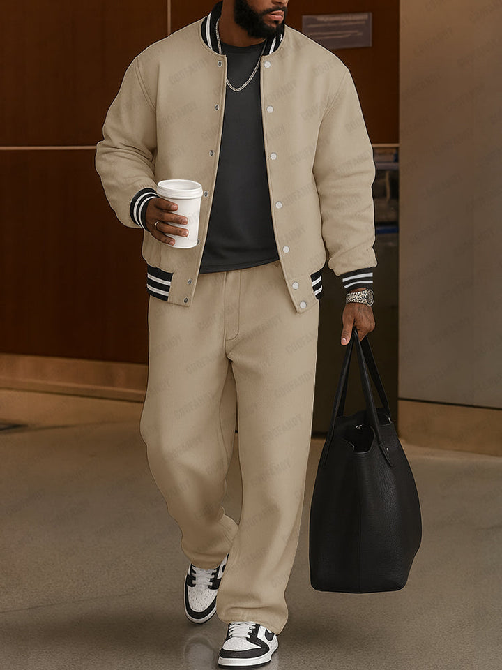 The Sterling Varsity | Striped Trim Lounge Set