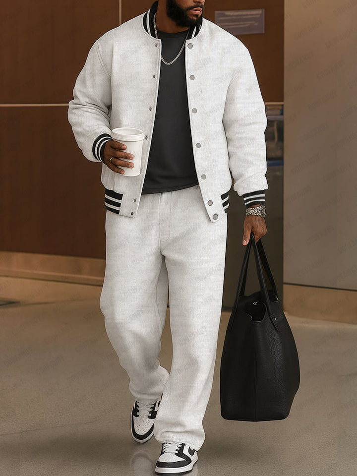 The Sterling Varsity | Striped Trim Lounge Set
