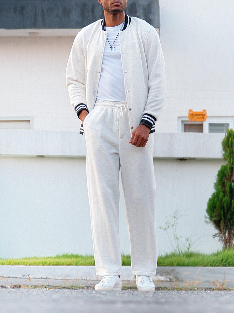 The Sterling Varsity | Striped Trim Lounge Set