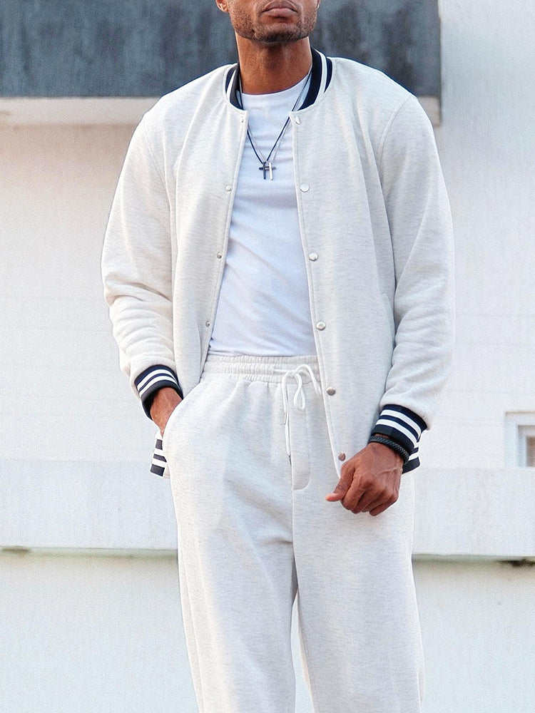 The Sterling Varsity | Striped Trim Lounge Set