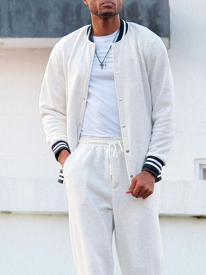 The Sterling Varsity | Striped Trim Lounge Set