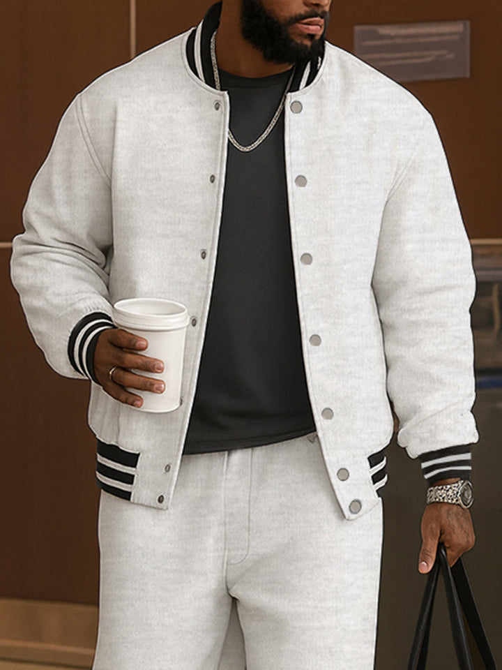 The Sterling Varsity | Striped Trim Lounge Set