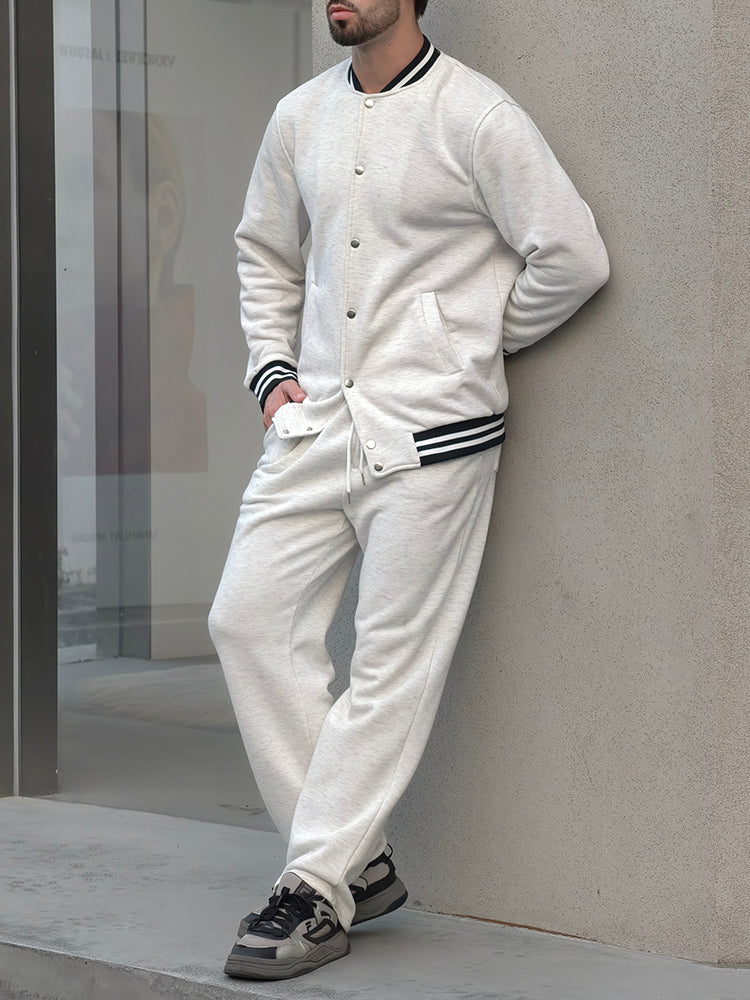 The Sterling Varsity | Striped Trim Lounge Set