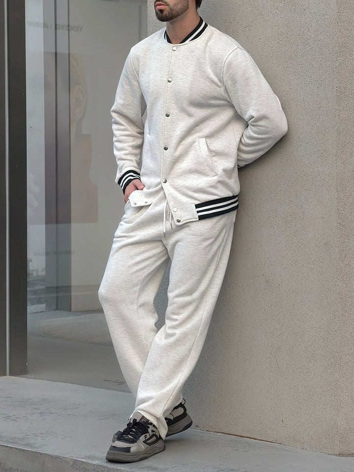 The Sterling Varsity | Striped Trim Lounge Set