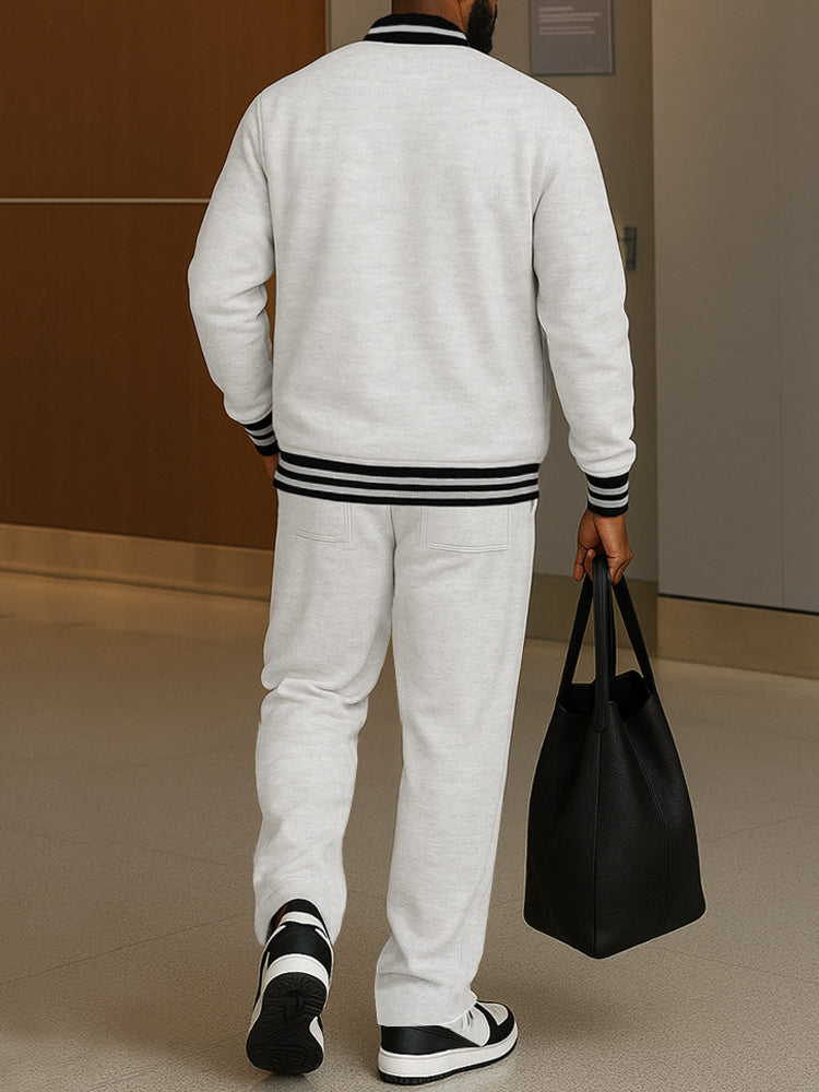 The Sterling Varsity | Striped Trim Lounge Set