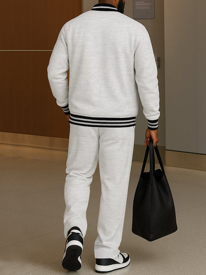 The Sterling Varsity | Striped Trim Lounge Set