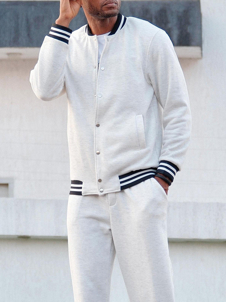 The Sterling Varsity | Striped Trim Lounge Set