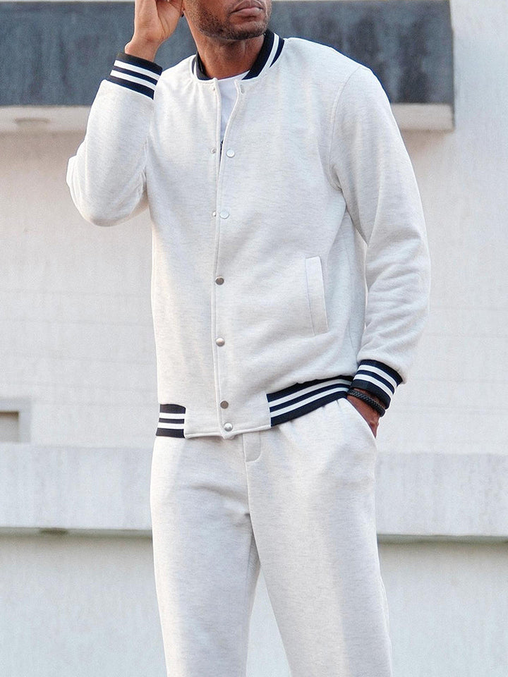 The Sterling Varsity | Striped Trim Lounge Set