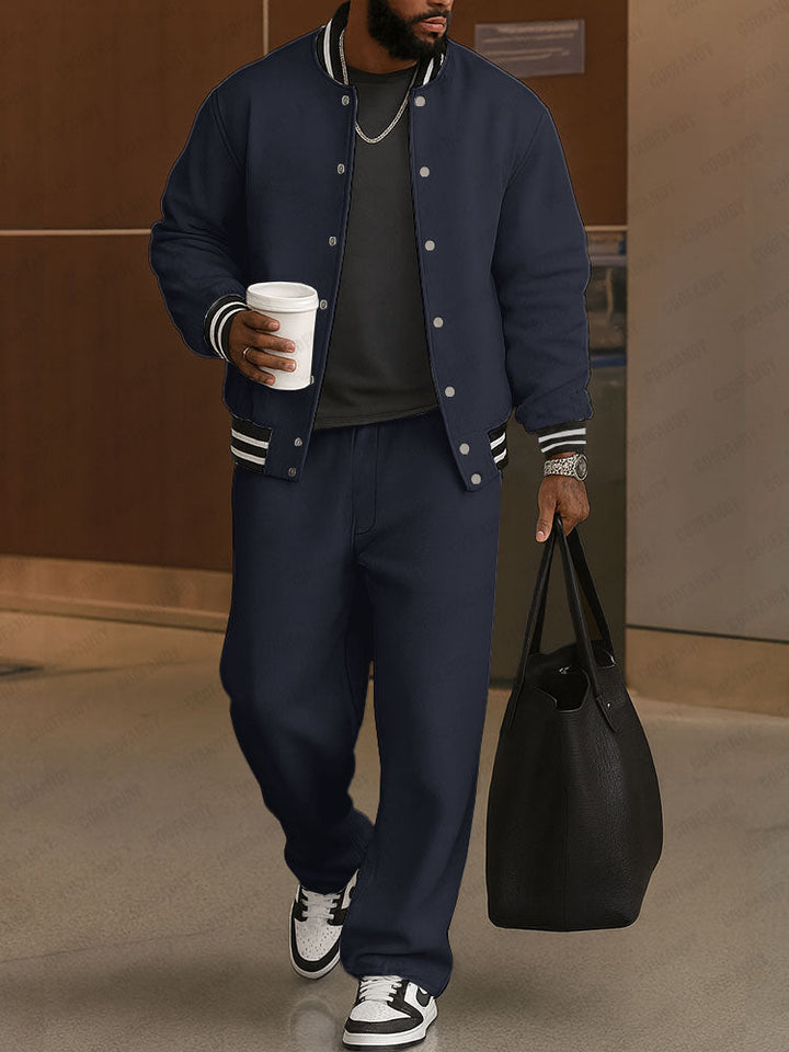 The Sterling Varsity | Striped Trim Lounge Set