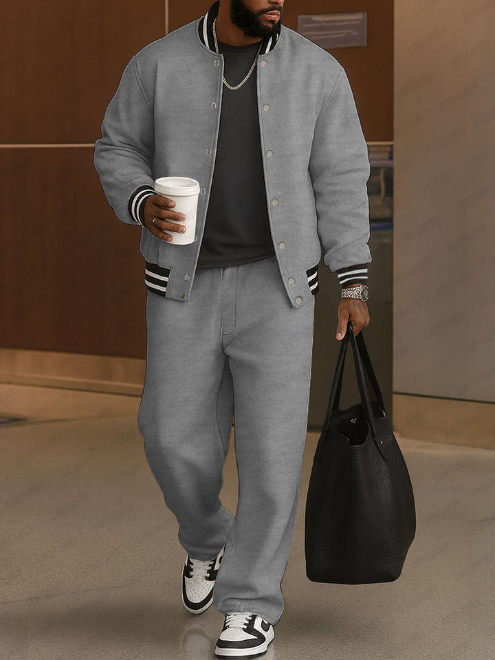 The Sterling Varsity | Striped Trim Lounge Set