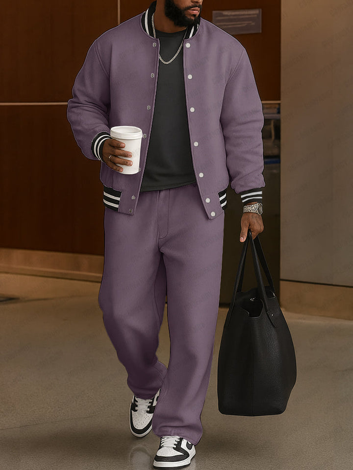 The Sterling Varsity | Striped Trim Lounge Set