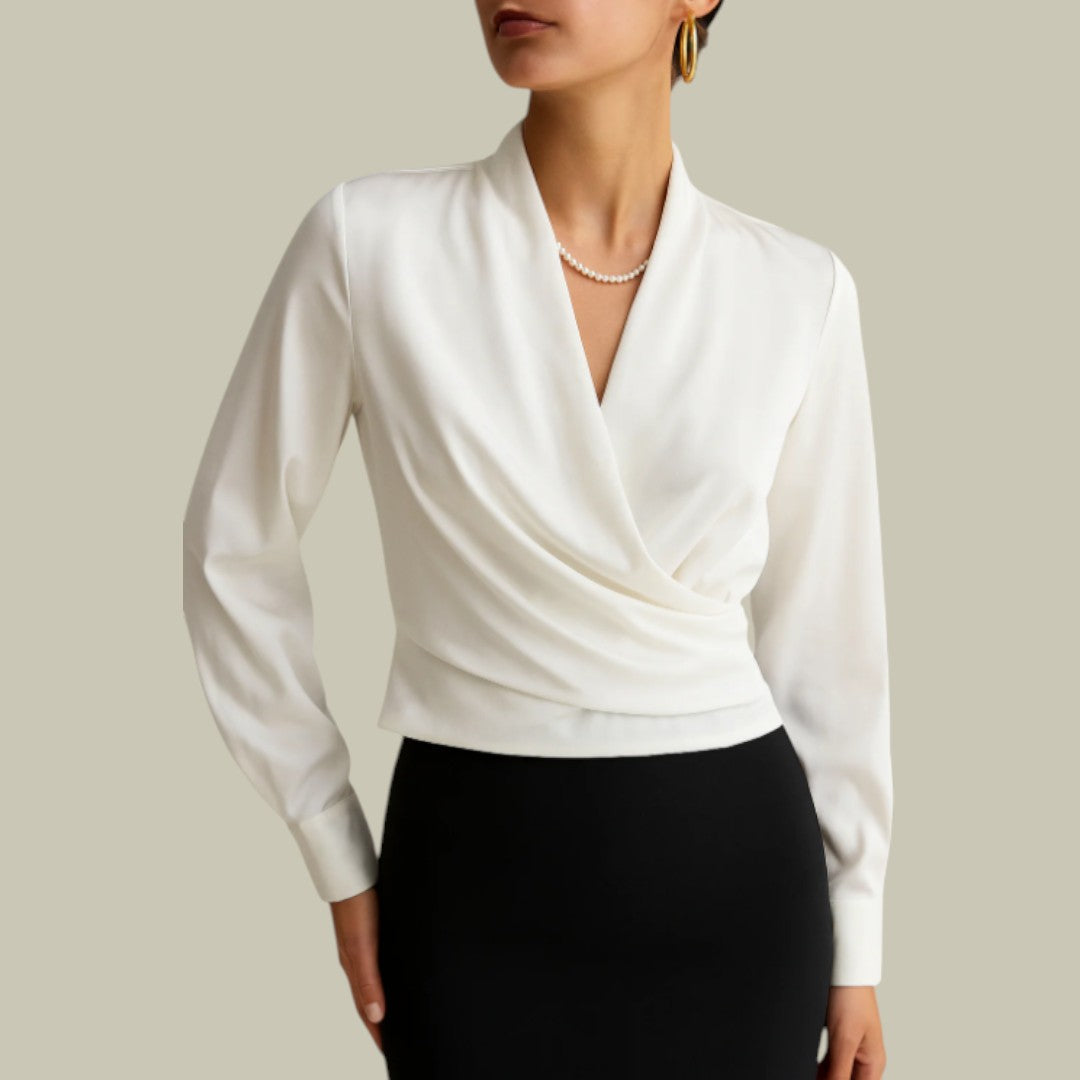 The Sophia Regent | Women’s Elegant V-Neck Satin Blouse