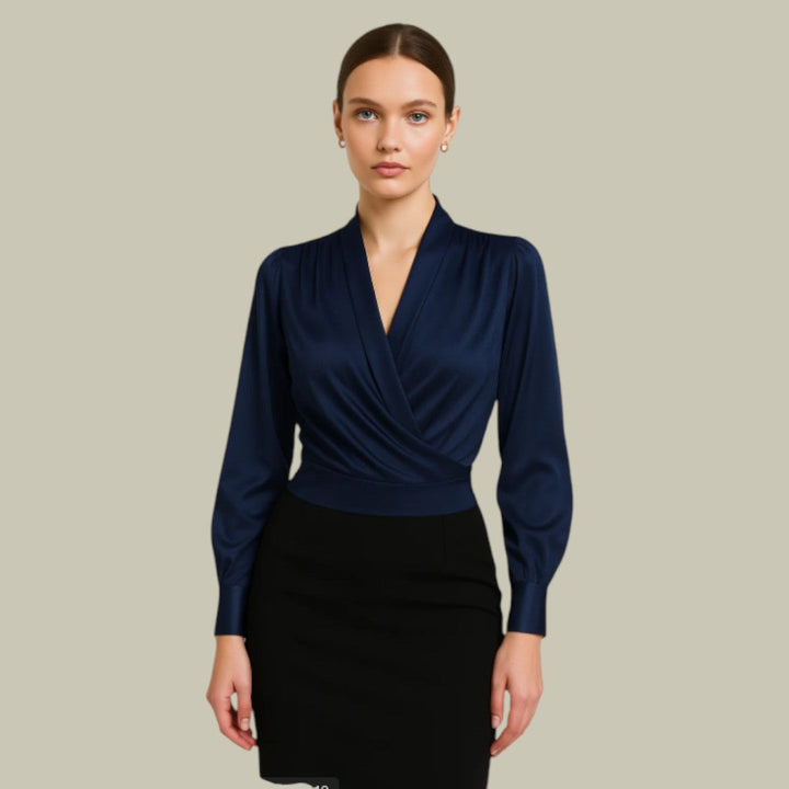 The Sophia Regent | Women’s Elegant V-Neck Satin Blouse