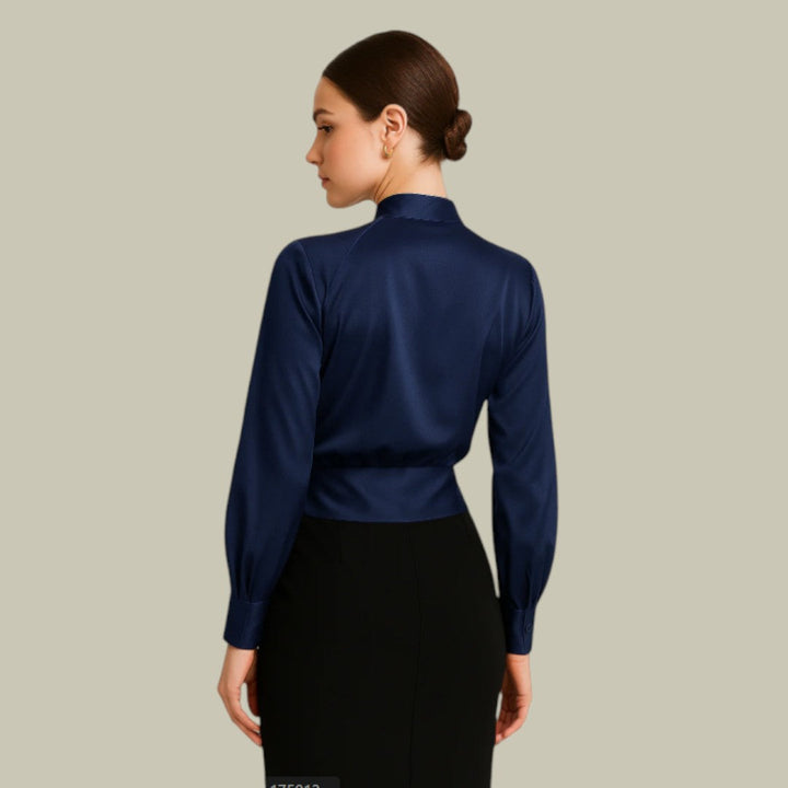The Sophia Regent | Women’s Elegant V-Neck Satin Blouse