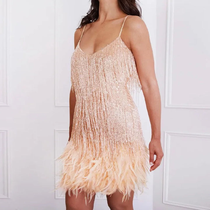The Faith Sovereign | Women’s Cocktail Dress with Fringe Feathers