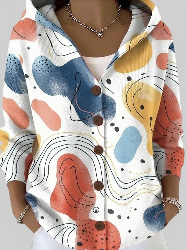 The Loria Mosaic | Multi-Tonal Hooded Cardigan