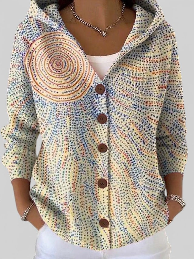 The Loria Mosaic | Multi-Tonal Hooded Cardigan