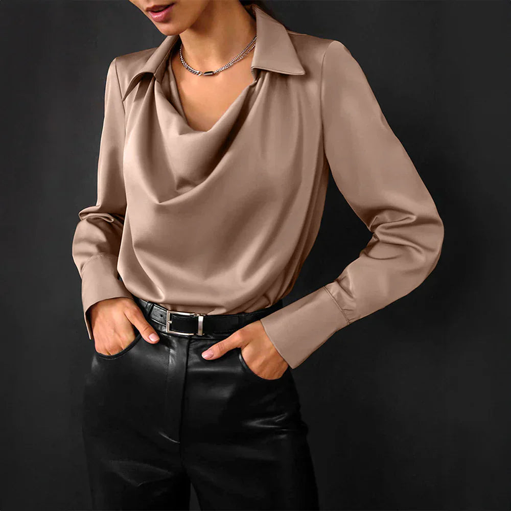 The Tessa Sovereign | Women’s Modern Long Sleeve Satin Blouse