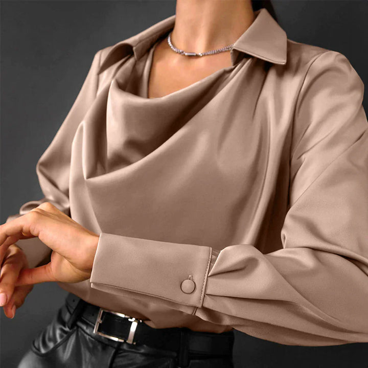 The Tessa Sovereign | Women’s Modern Long Sleeve Satin Blouse