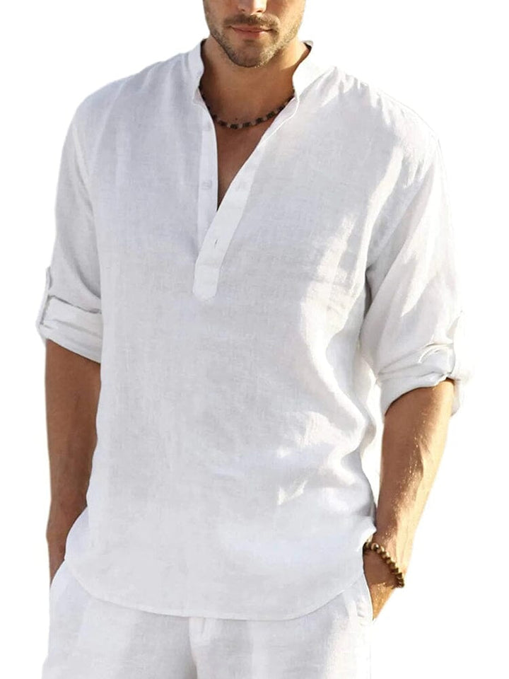 The Silas Heritage | Linen-Style Henley Shirt