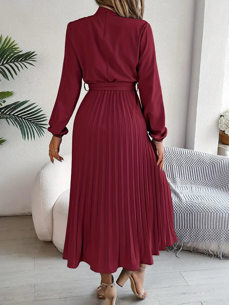 The Jasmine Regent | Women’s Long-Sleeve Pleated Belted Dress