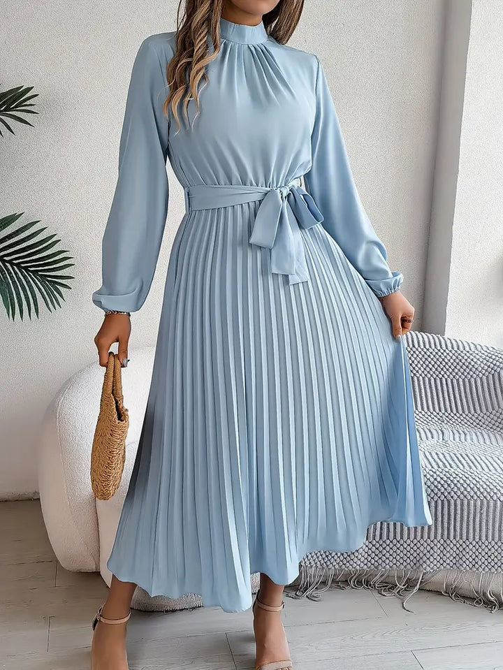 The Jasmine Regent | Women’s Long-Sleeve Pleated Belted Dress