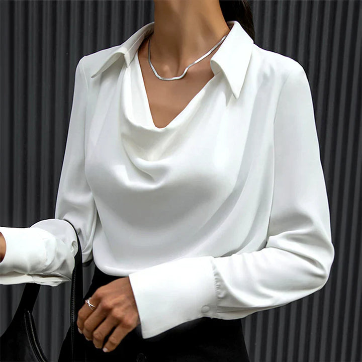 The Tessa Sovereign | Women’s Modern Long Sleeve Satin Blouse