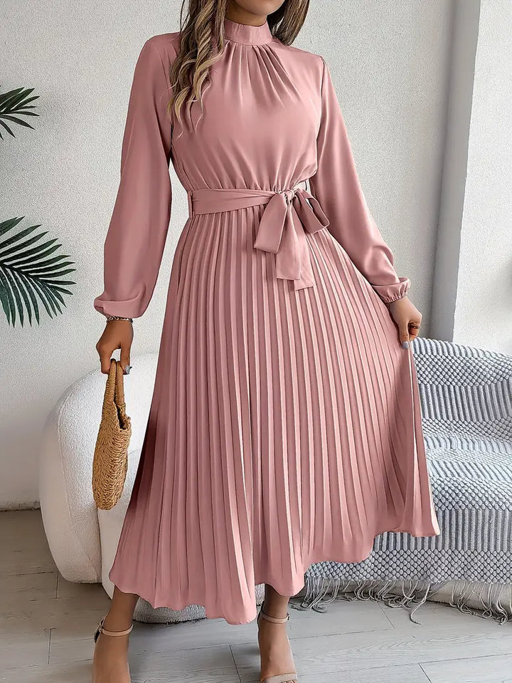 The Jasmine Regent | Women’s Long-Sleeve Pleated Belted Dress