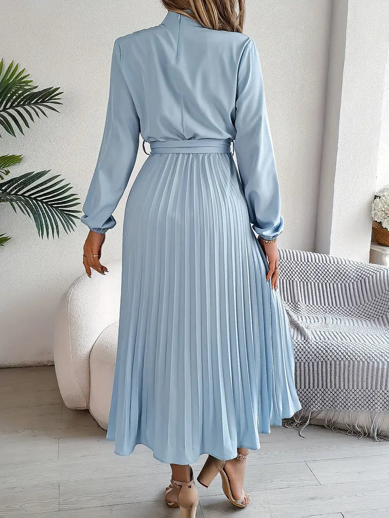 The Jasmine Regent | Women’s Long-Sleeve Pleated Belted Dress