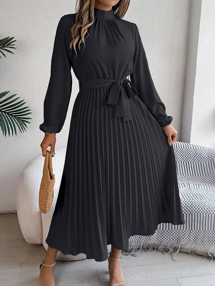 The Jasmine Regent | Women’s Long-Sleeve Pleated Belted Dress