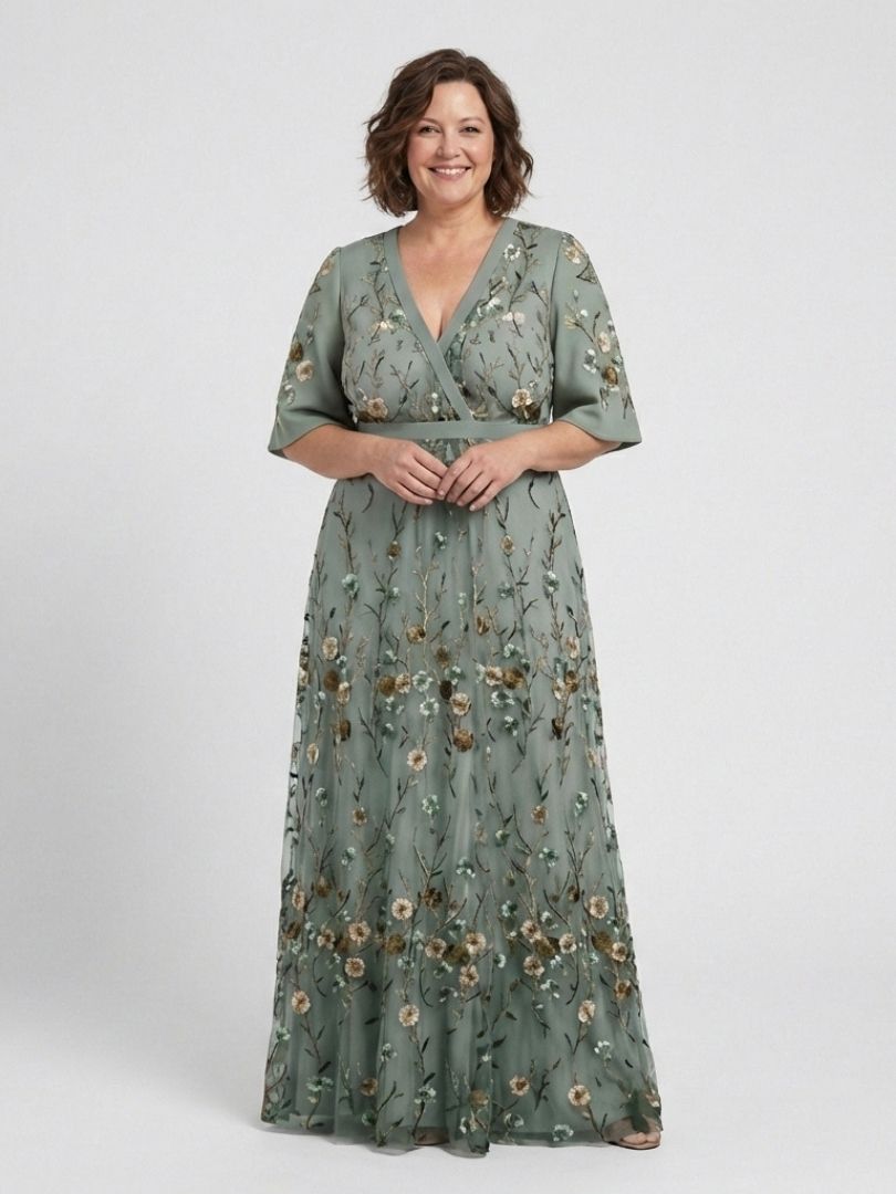 Evane | Floral V Neck Short Sleeve Maxi Dress