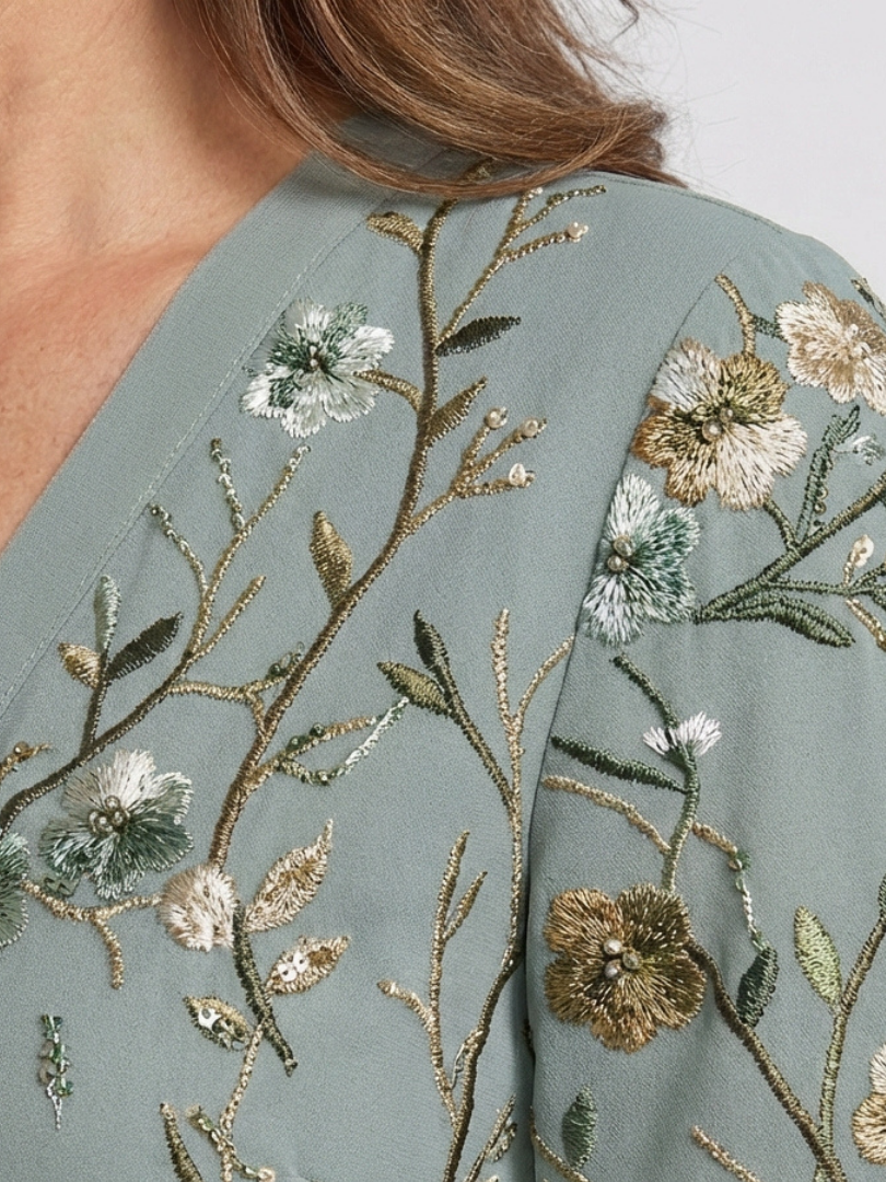 Evane | Floral V Neck Short Sleeve Maxi Dress