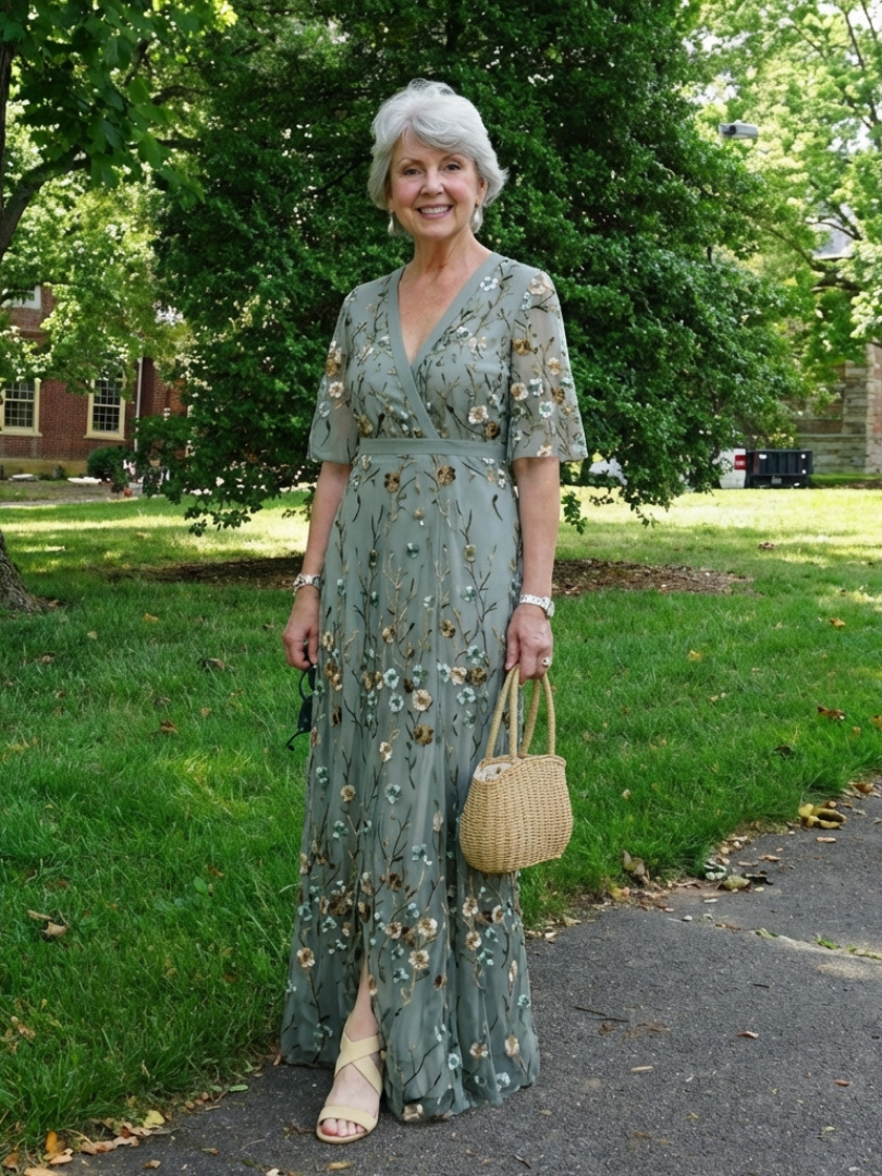 Evane | Floral V Neck Short Sleeve Maxi Dress