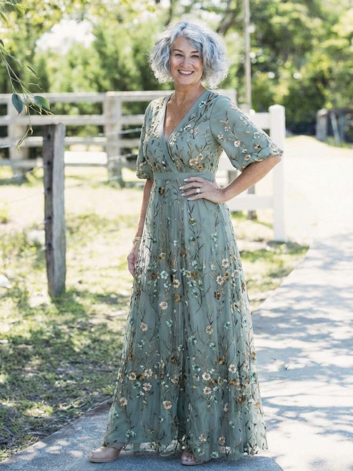 Evane | Floral V Neck Short Sleeve Maxi Dress