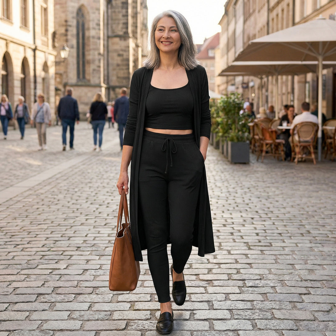 Elodie | Ribbed Three-Piece Signature Lounge Set