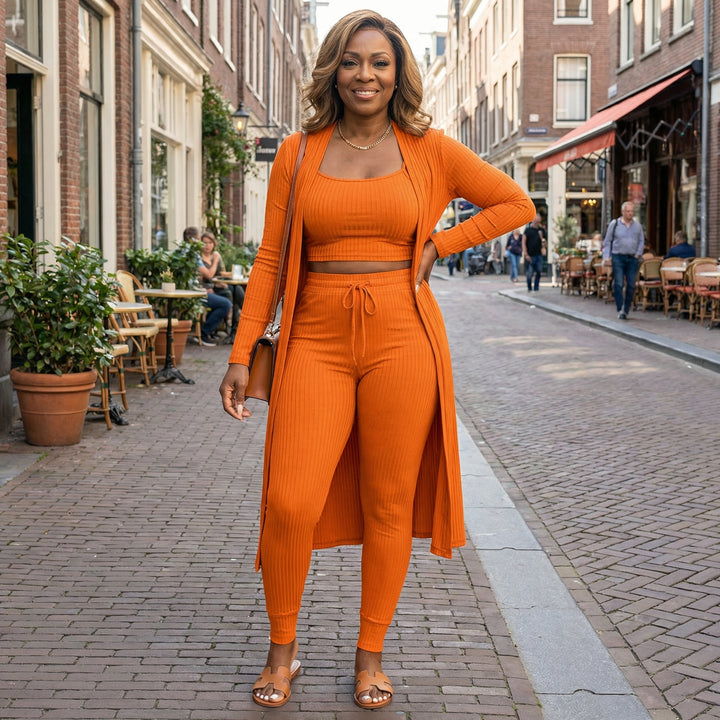 Elodie | Ribbed Three-Piece Signature Lounge Set