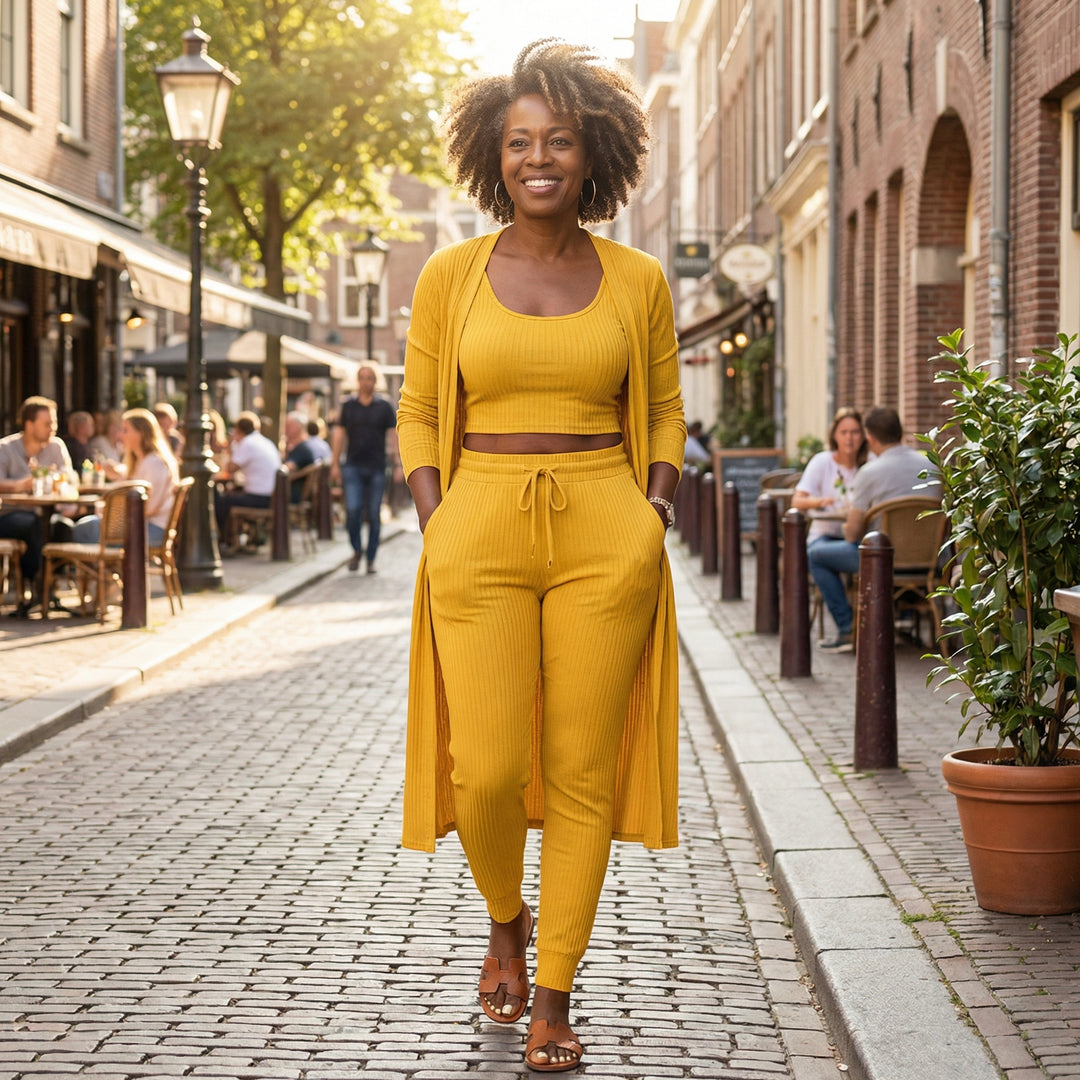 Elodie | Ribbed Three-Piece Signature Lounge Set