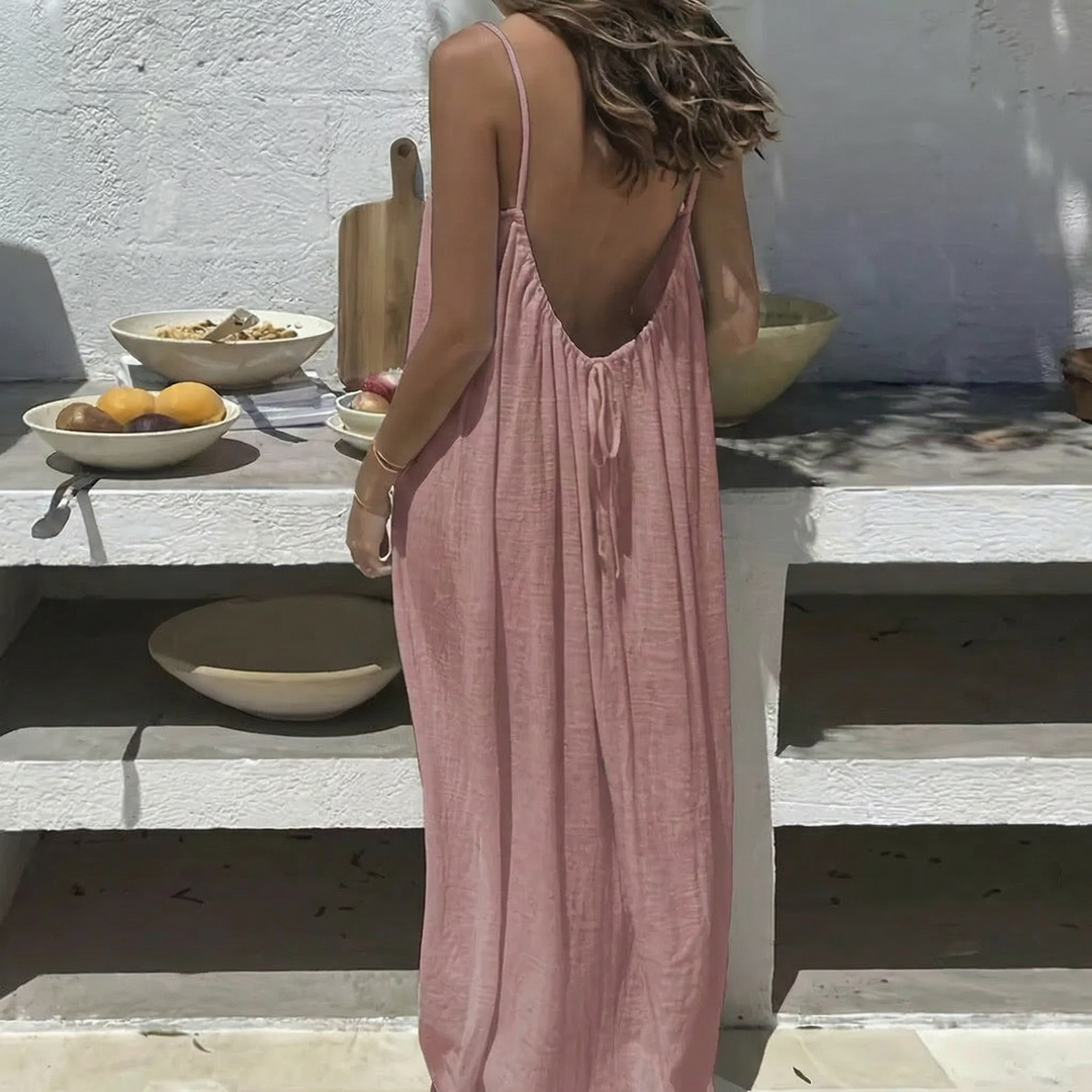 Lyra | Cascading Open-Back Cami Dress