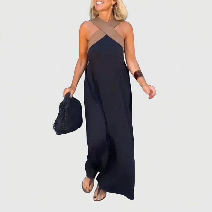 Clementine | Azure Breeze Cross-Neck Maxi