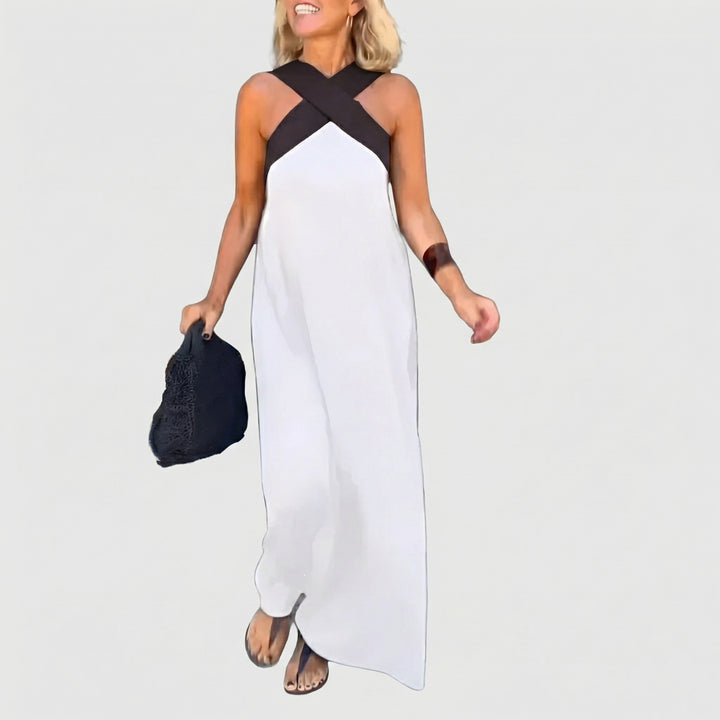 Clementine | Azure Breeze Cross-Neck Maxi